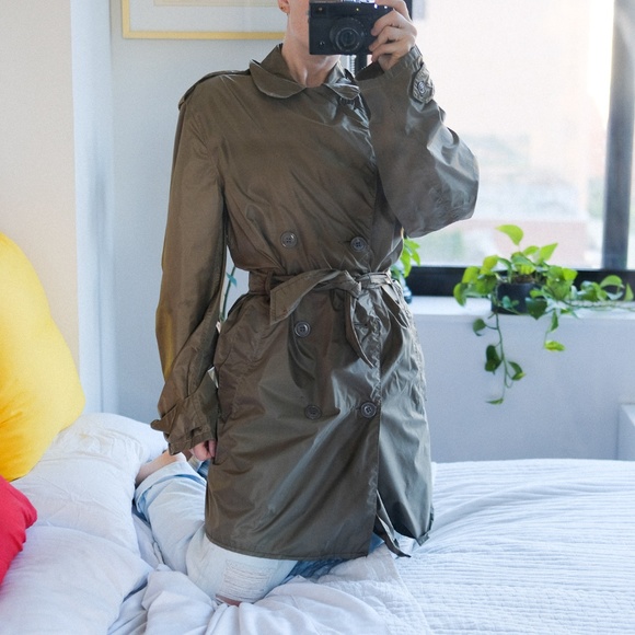 Vintage Army Green Raincoat - Picture 1 of 4